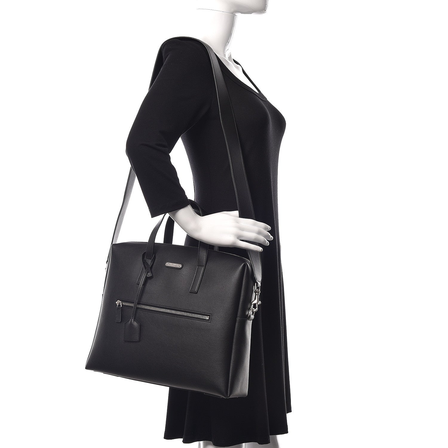 Saint Laurent Calfskin Bold Briefcase Black 2 of 10