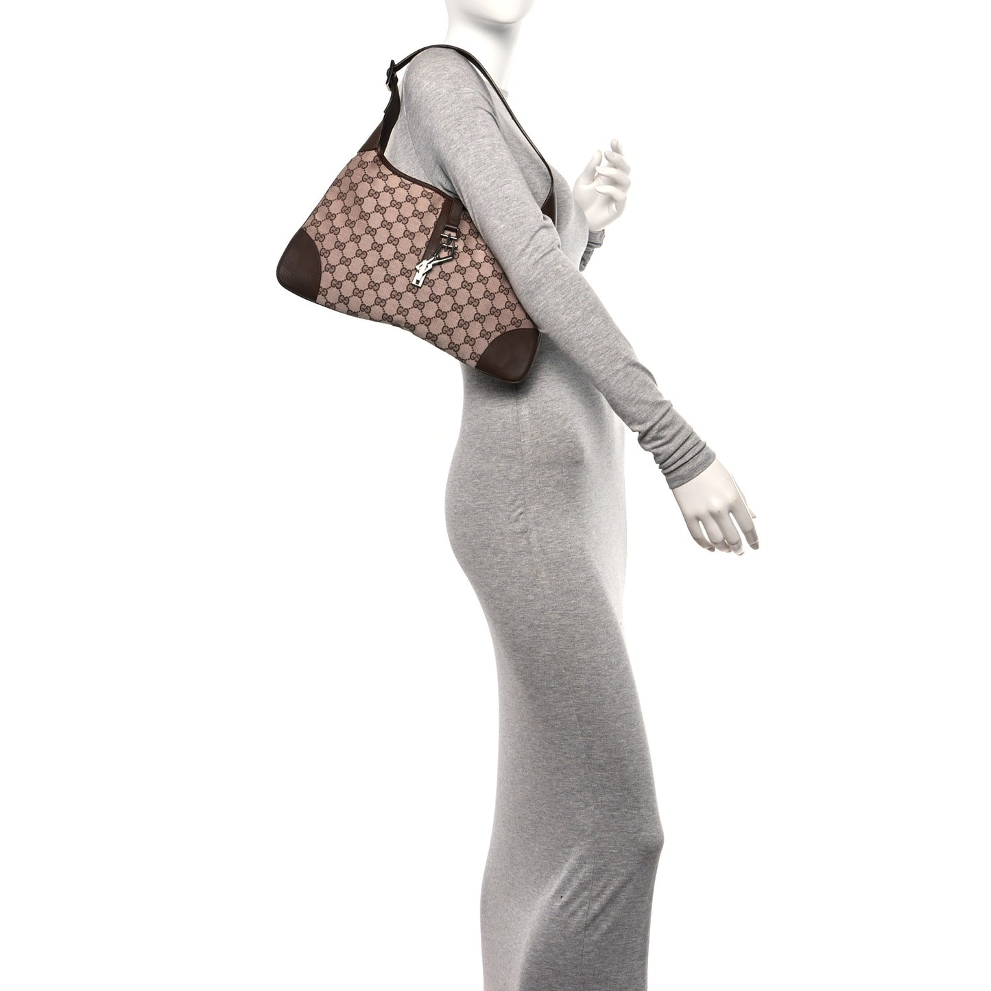 Monogram Lobster Clasp Jackie O Hobo Brown