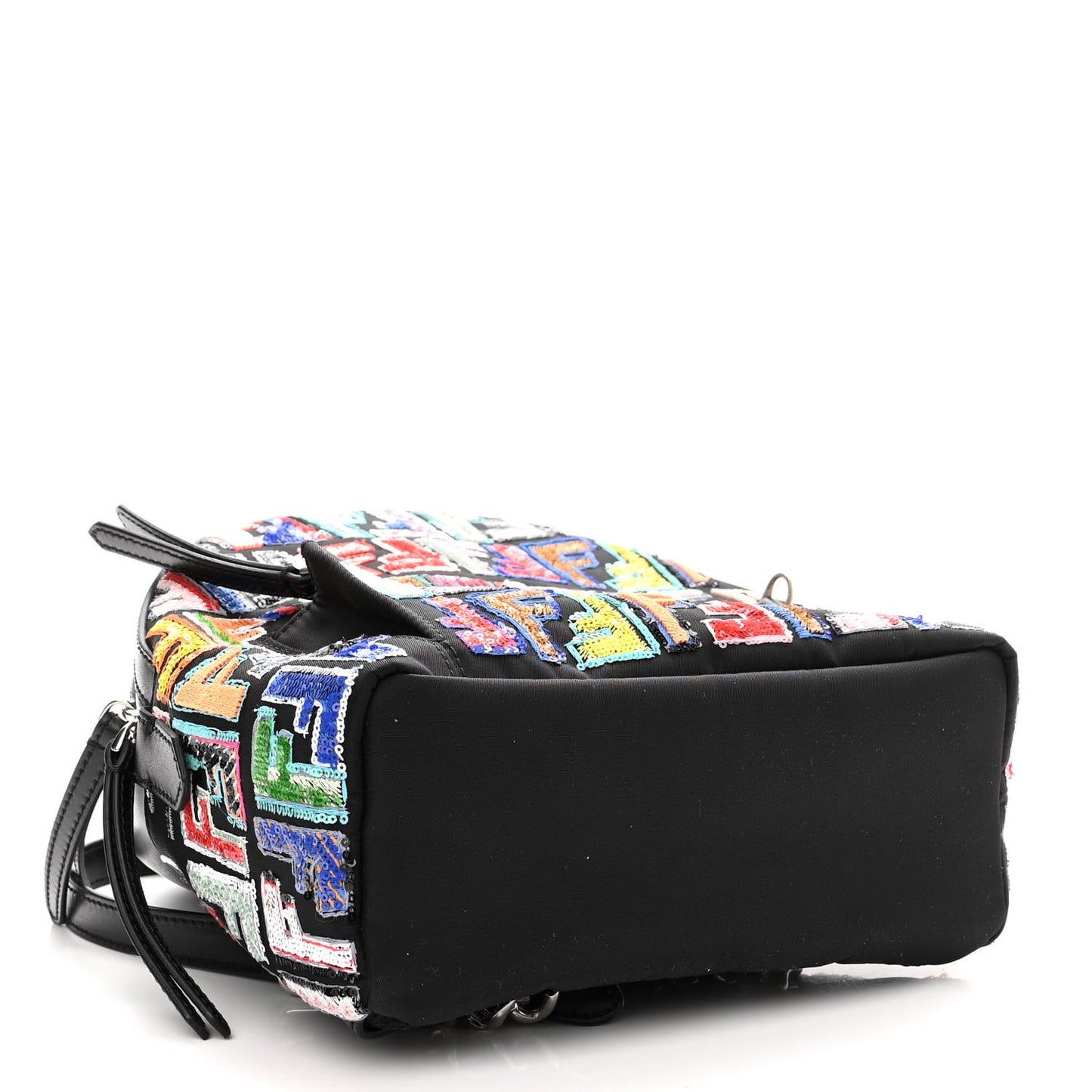 Nylon Vitello Liberty Sequin Fun Fair Embroidered Mini Backpack Black Multicolor