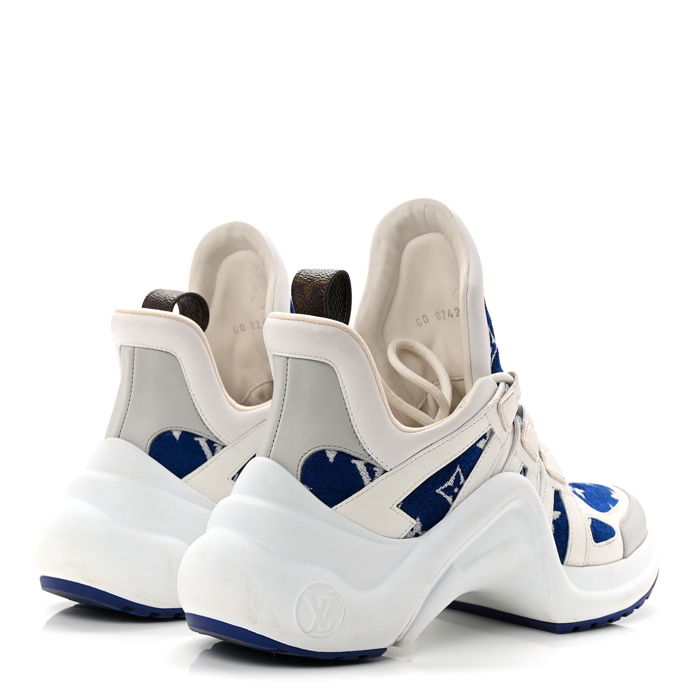 Jacquard Velvet Monogram LV Archlight Sneakers 37 White Blue