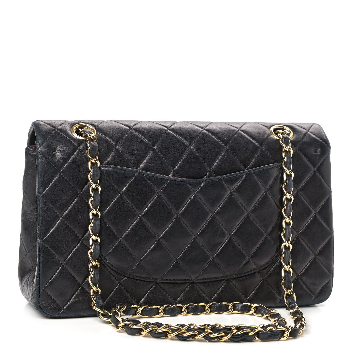 Lambskin Quilted Medium Double Flap Black