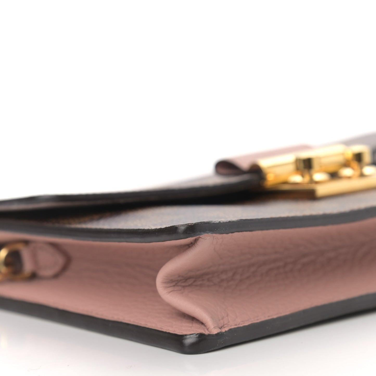 Damier Ebene Croisette Chain Wallet Magnolia