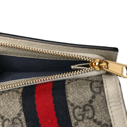 Gucci GG Supreme Monogram Textured Calfskin Web Ophidia Bi-Fold Wallet Beige Ebony Mystic White 6 of 8