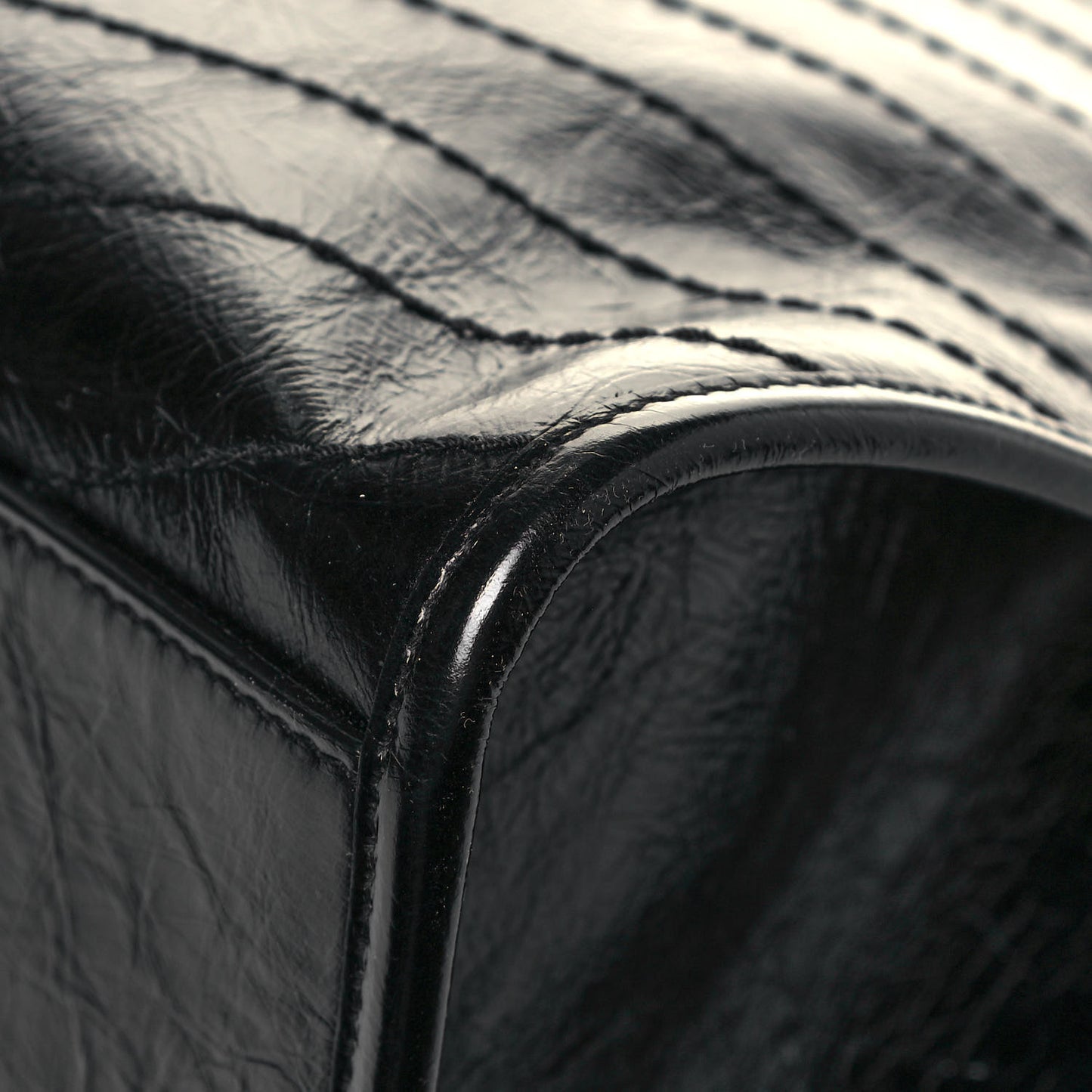 Crinkled Calfskin Matelasse Monogram Medium Niki Shopper Tote Black