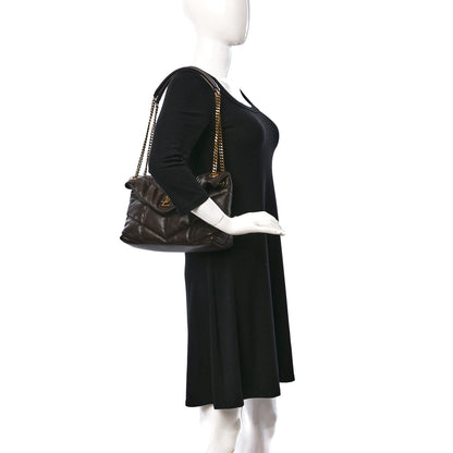 Saint Laurent Lambskin Quilted Small Loulou Puffer Monogram Chain Satchel Dark Ganache 2 of 8
