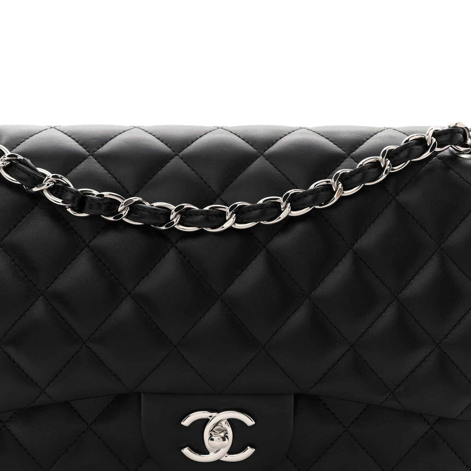 Chanel Lambskin Quilted Jumbo Double Flap Black 8 of 11