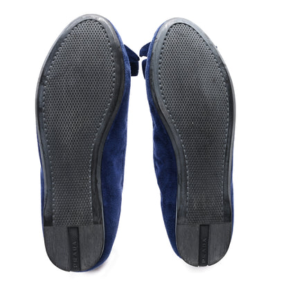 Prada Suede Bow Logo Ballerina Flats 35.5 Blue 6 of 10