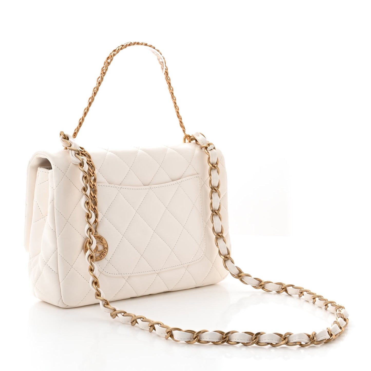 Lambskin Quilted Fancy Jewel Flap White