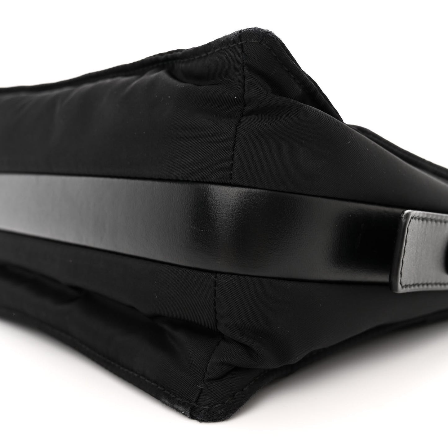 Re-Nylon Vitello Padded Small Flap Shoulder Bag Black