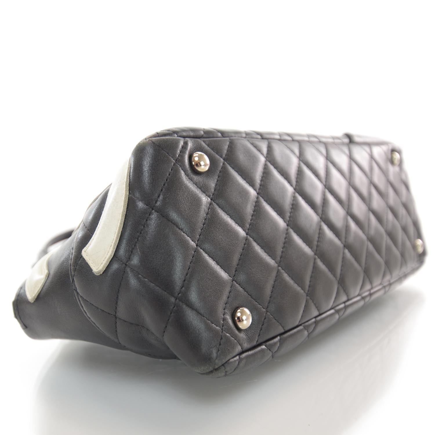 Chanel Calfskin Quilted Large Cambon Bowler Black White 4 of 9