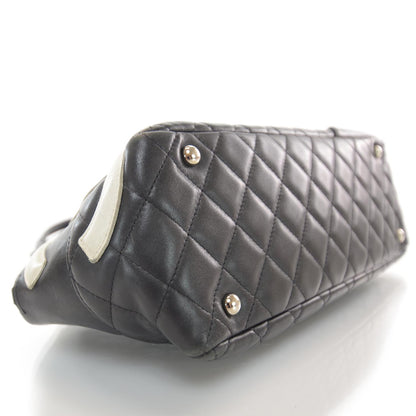 Chanel Calfskin Quilted Large Cambon Bowler Black White 4 of 9