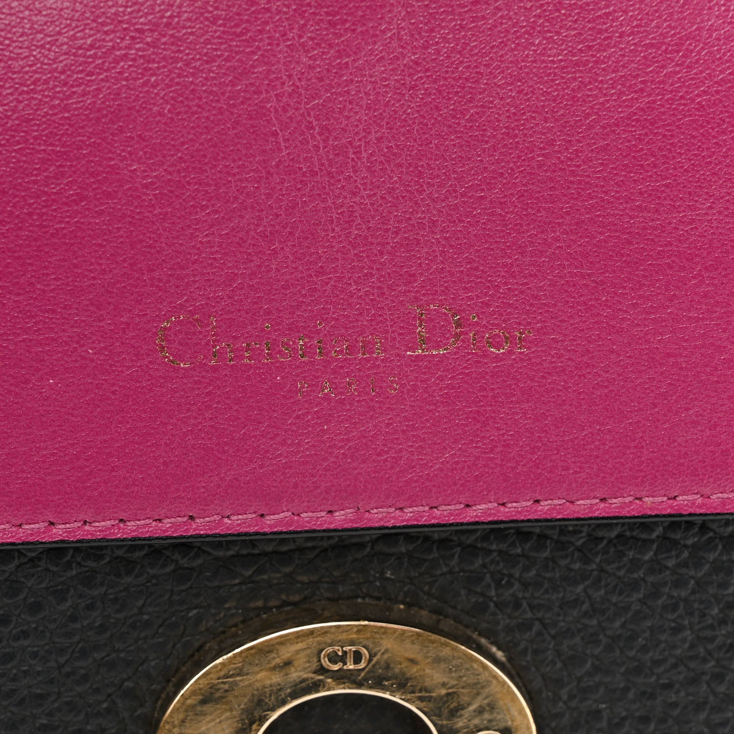 Christian Dior Bullcalf Small Be Dior Flap Black Fraise 10 of 10