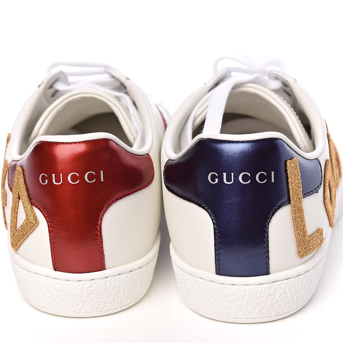 Calfskin Nappa Web LOVED Embroidered Womens Ace Sneakers 37.5 White Red Flame Notte