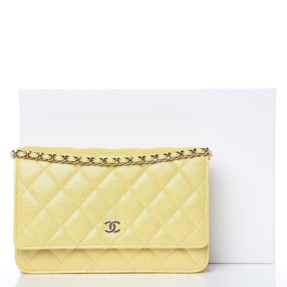 Chanel Iridescent Caviar Quilted Wallet on Chain WOC Yellow 11 of 11