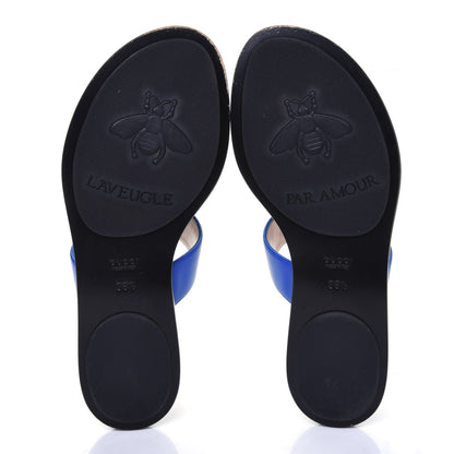 Gucci Calfskin GG Marmont Thong Sandals 38.5 Shiny Electric Blue 5 of 16
