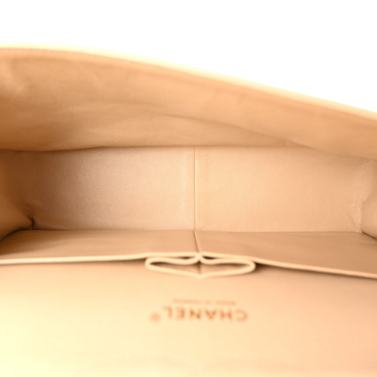 Lambskin Quilted Jumbo Double Flap Beige