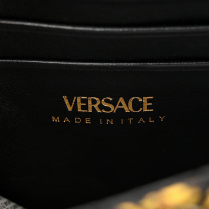Versace Silk Barocco Printed Quilted Virtus V Mini Chain Flap Shoulder Bag Black Gold 6 of 9