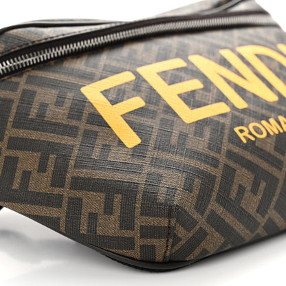 Fendi Shiny Glazed Fabric Vitello Cover FF 1974 Logo Belt Bag Tobacco Moro Giallo Ebano 8 of 9