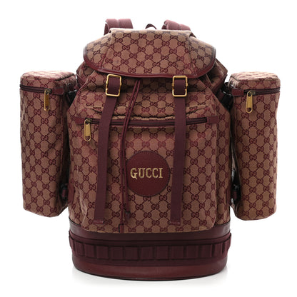Gucci GG Monogram Script Logo Large Double Pocket Backpack Sahara Rubino Bordeaux 3 of 16