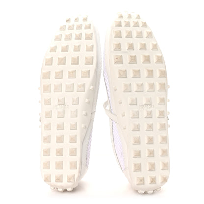 Hermes Crochet Knit Calfskin Kichu Ballet Flats 39 White 6 of 9