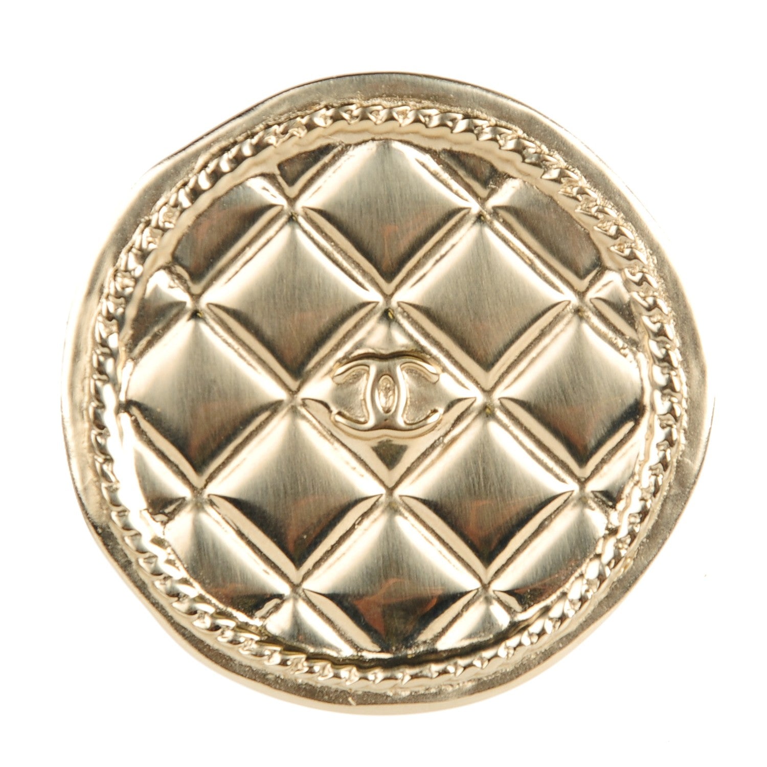 Chanel Quilted CC Brooch Pin Gold 1 of 5