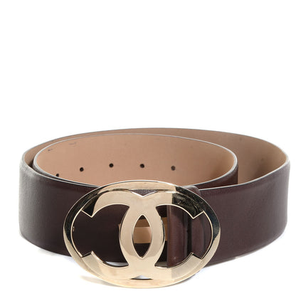 Chanel Calfskin CC Logo Belt 85 34 Brown 1 of 6