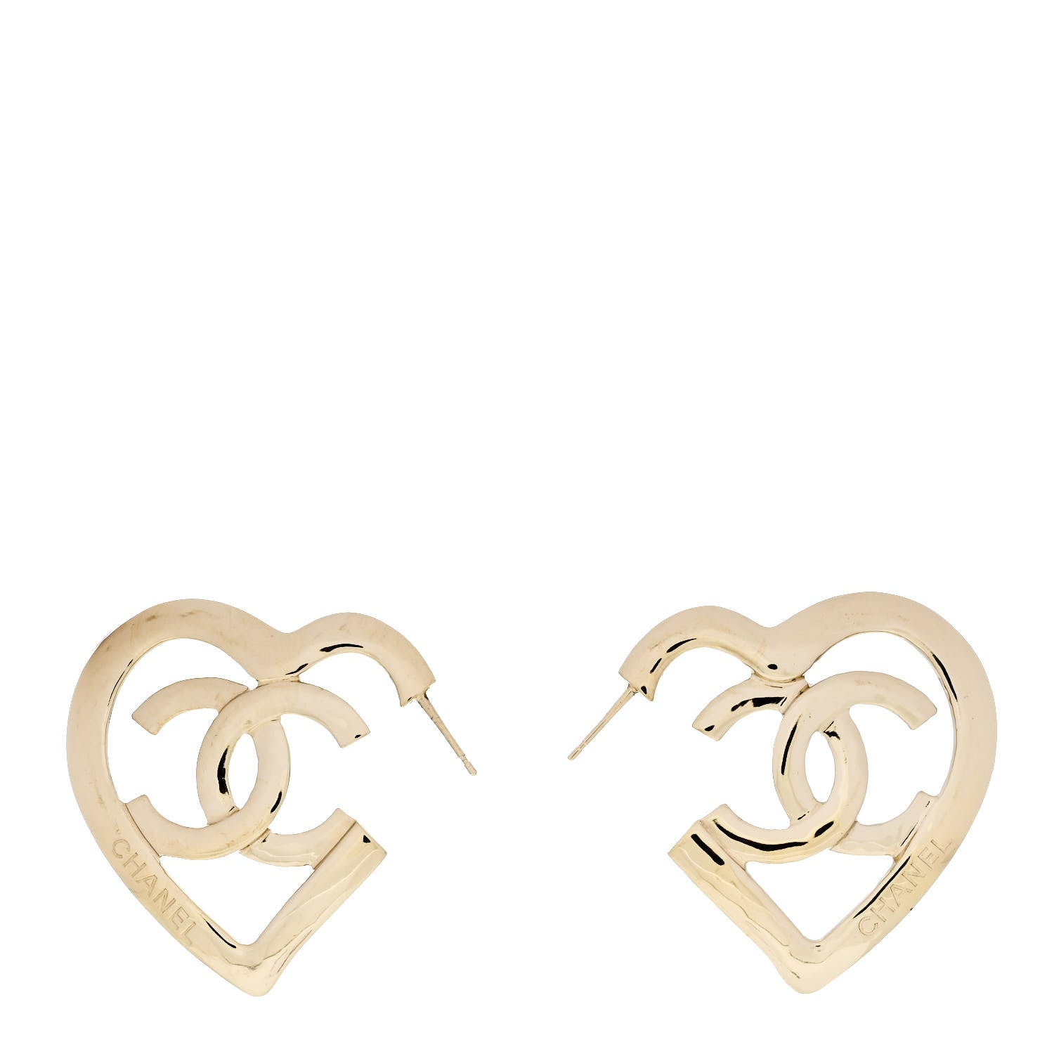 Chanel Metal CC Heart Coco In Love Hoop Earrings Gold 1 of 5