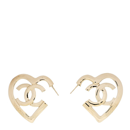 Chanel Metal CC Heart Coco In Love Hoop Earrings Gold 1 of 5