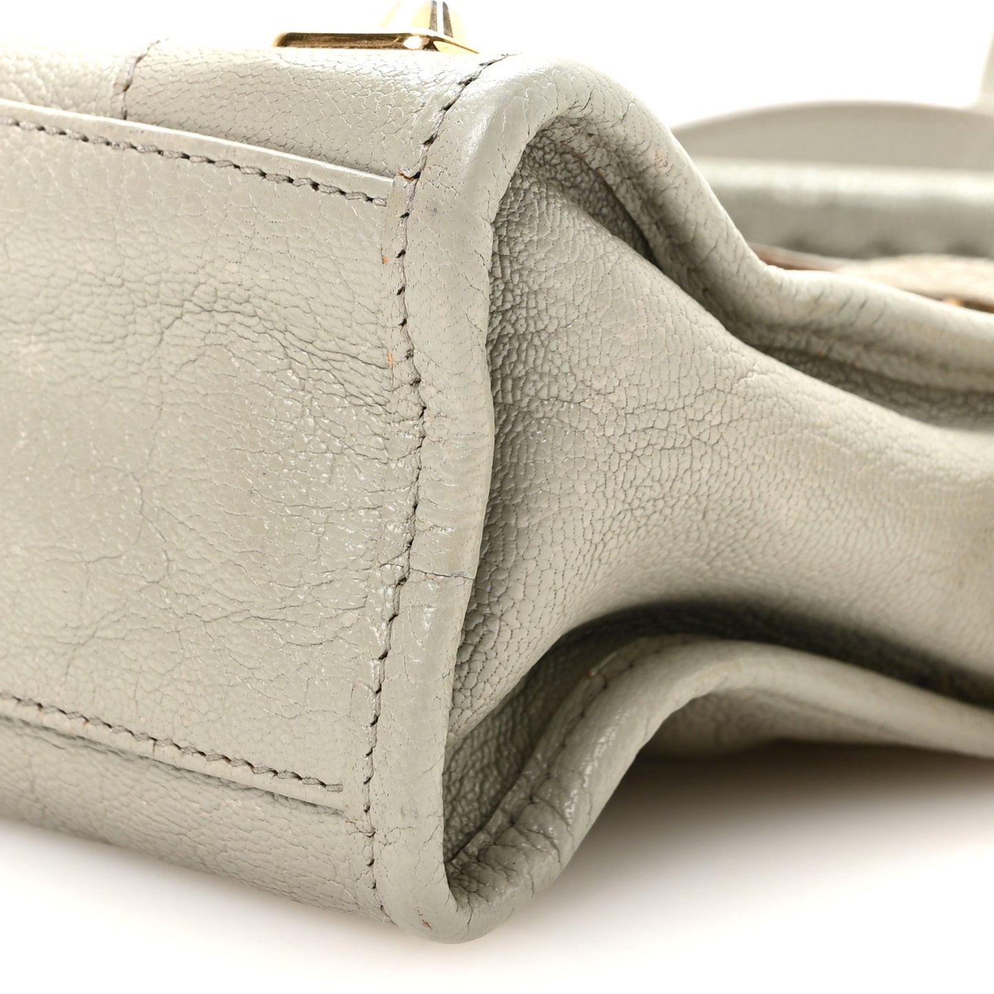 Chevre Gold Metallic Edge Hardware Mini City Gris Glace