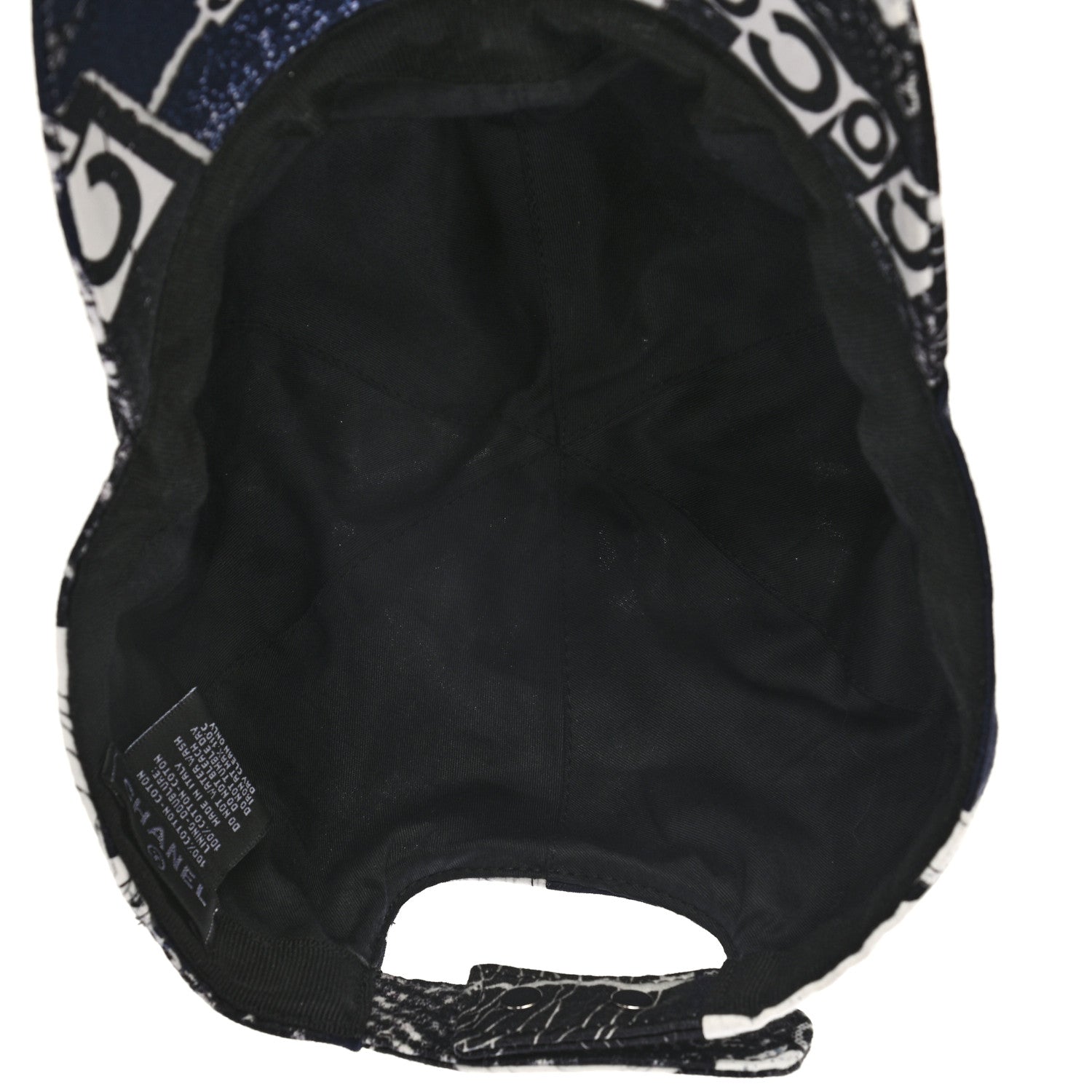 Chanel Cotton Coco Print Cap Hat Navy Black White 7 of 8