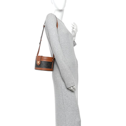 Celine Calfskin Triomphe Canvas Medium Tambour Bag Tan 2 of 10