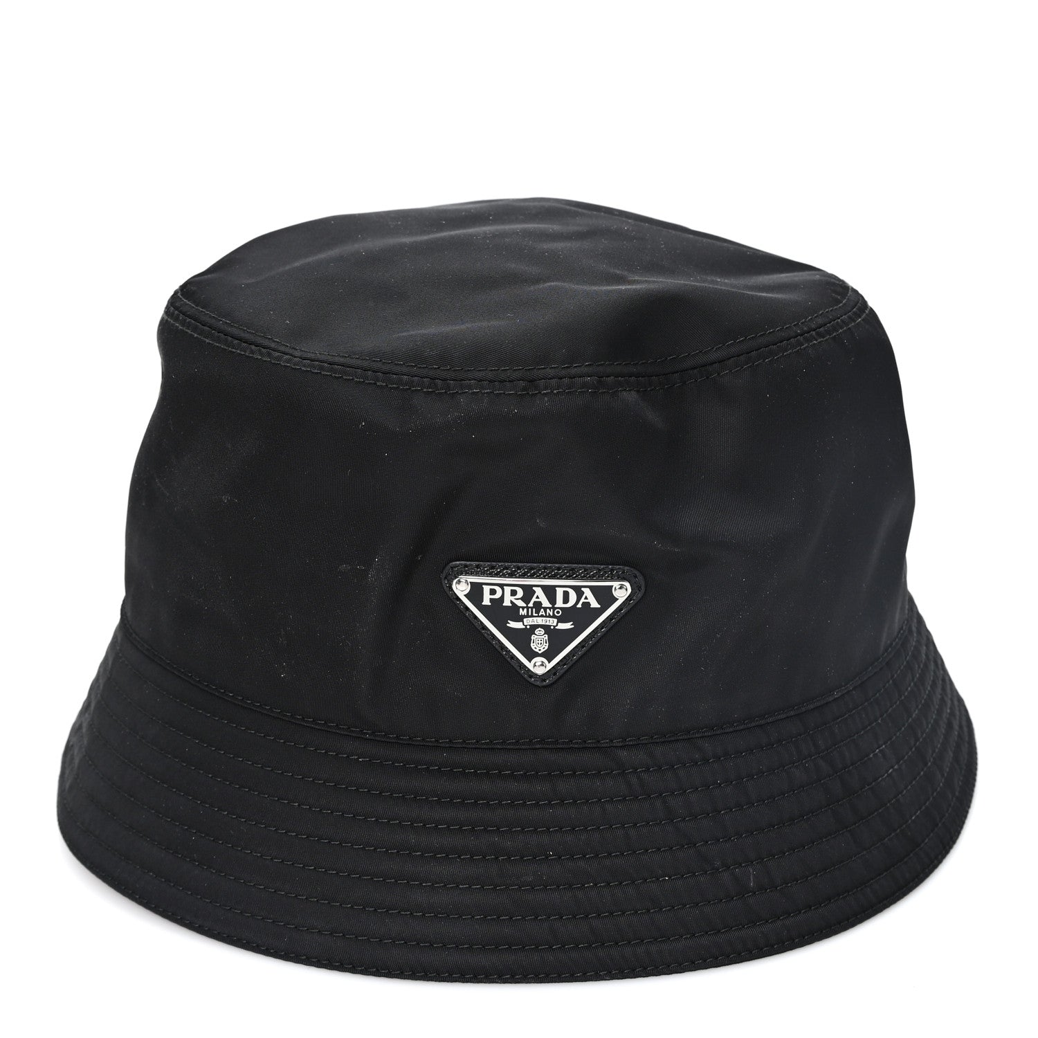 Prada Re-Nylon Metal Triangle Logo Womens Bucket Hat XXL Black 3 of 10
