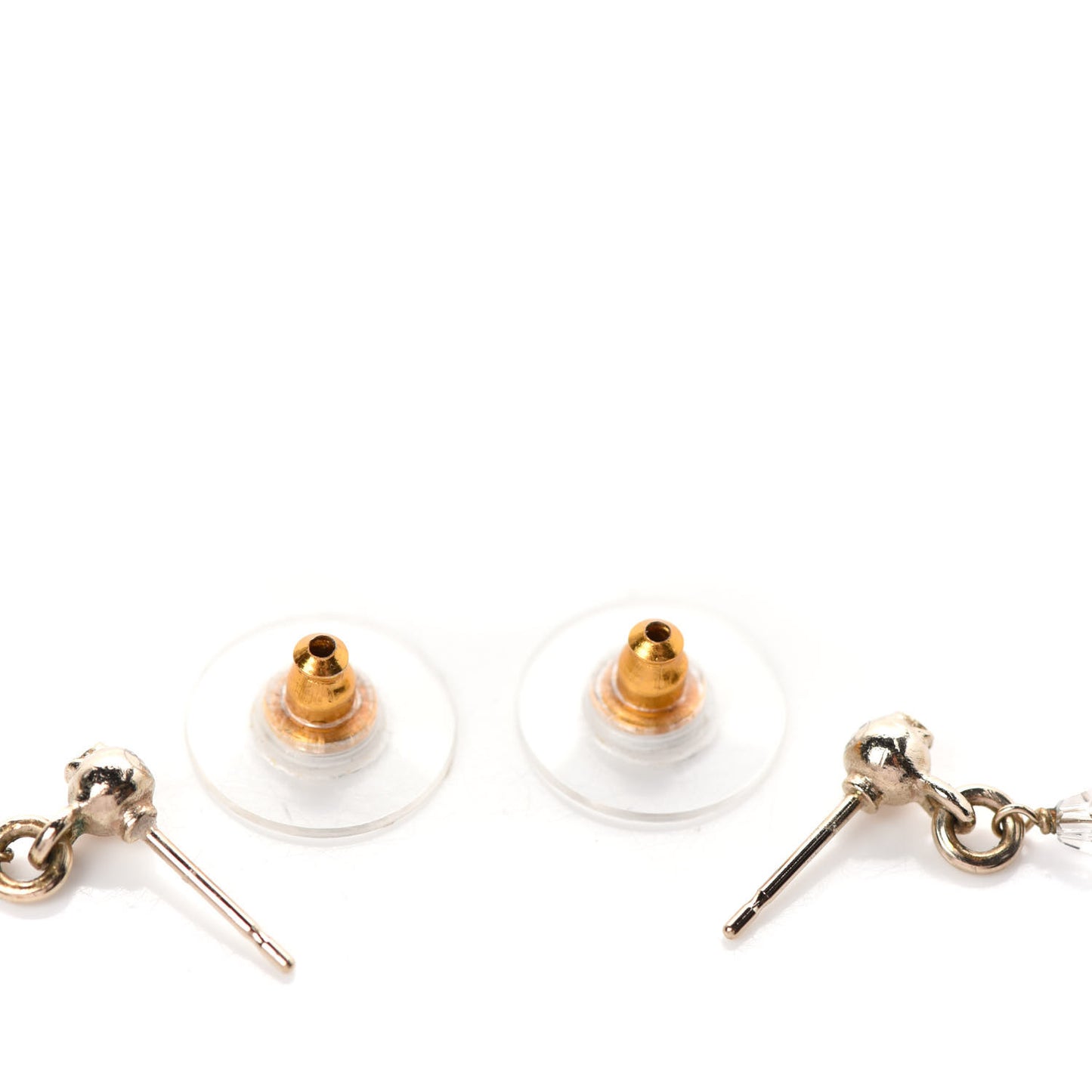 Pearl Crystal CC Tweed Drop Earrings Gold Brown Green