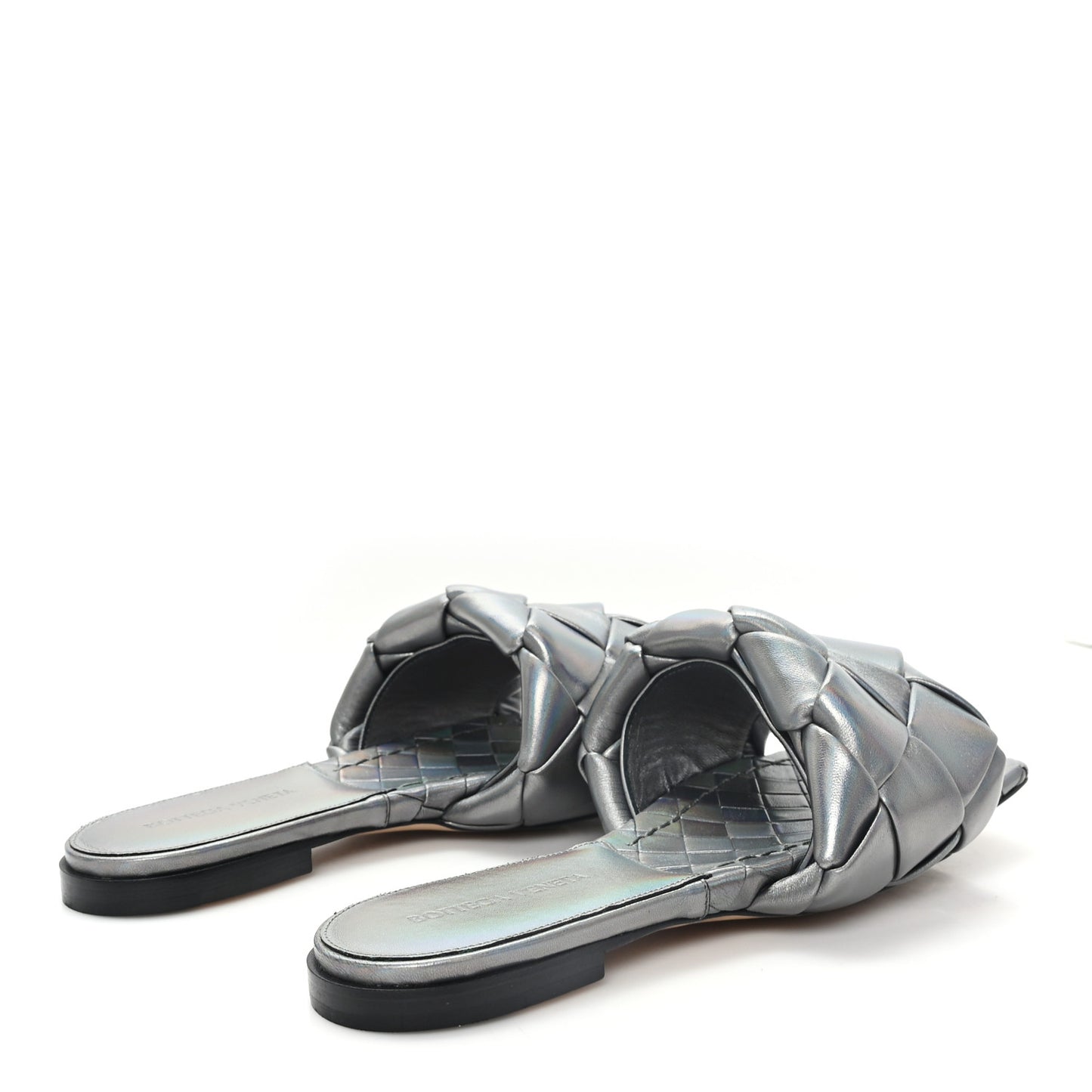 Laser Nappa Maxi Intrecciato Lido Flat Sandals 39 Oyster