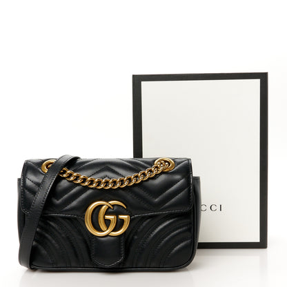 Gucci Calfskin Matelasse Mini GG Marmont Shoulder Bag Black 12 of 12