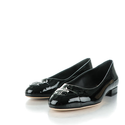 Chanel Patent Calfskin CC Cap Toe Flats 35 Black 3 of 7