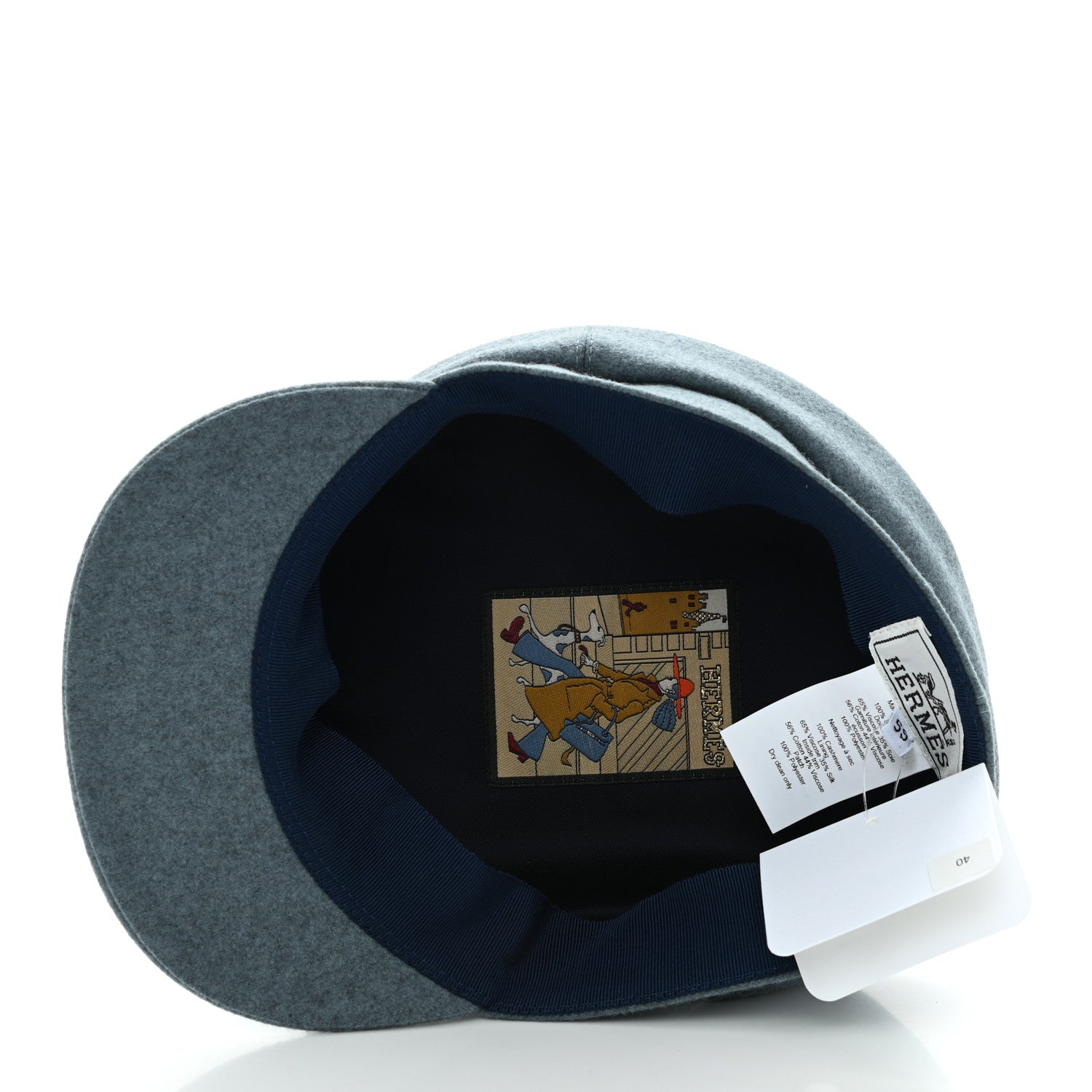 Hermes Cashmere Womens Deauville Cap 59 Bleu Lichen 7 of 9
