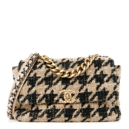 Chanel Tweed Quilted Large Chanel 19 Flap Black Beige 1 of 10