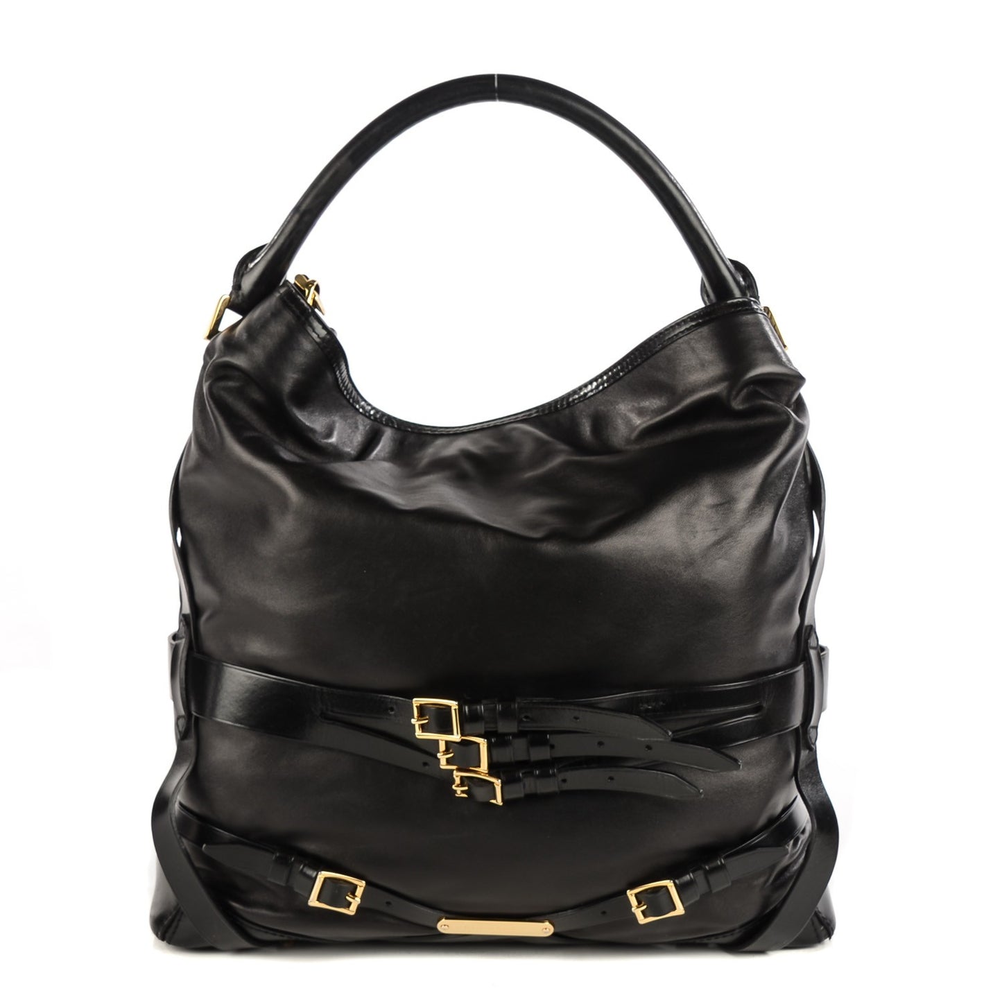 Soft Lambskin Bridle Calfskin Medium Gosford Hobo Black