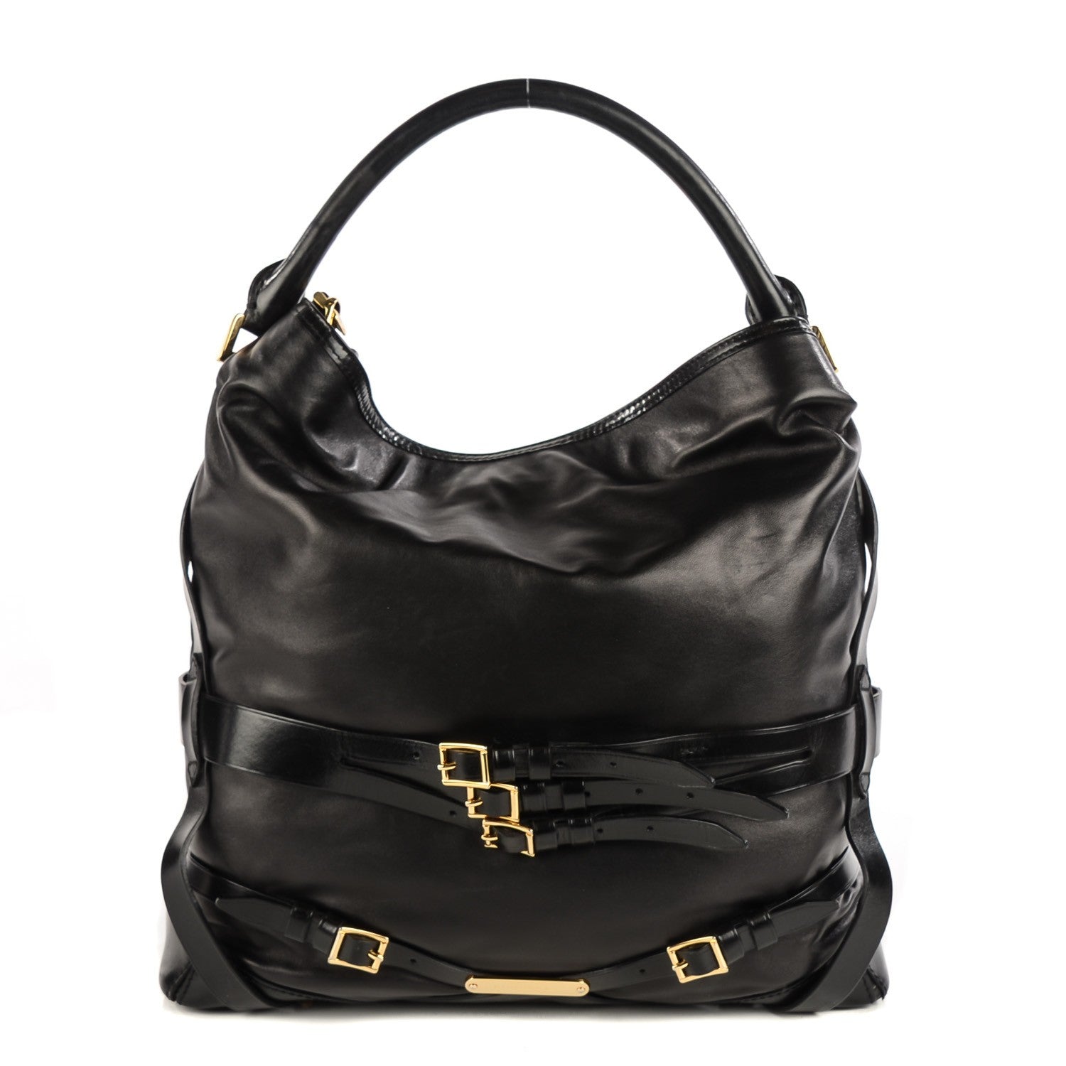 Burberry Soft Lambskin Bridle Calfskin Medium Gosford Hobo Black 1 of 12