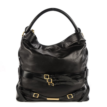 Burberry Soft Lambskin Bridle Calfskin Medium Gosford Hobo Black 1 of 12