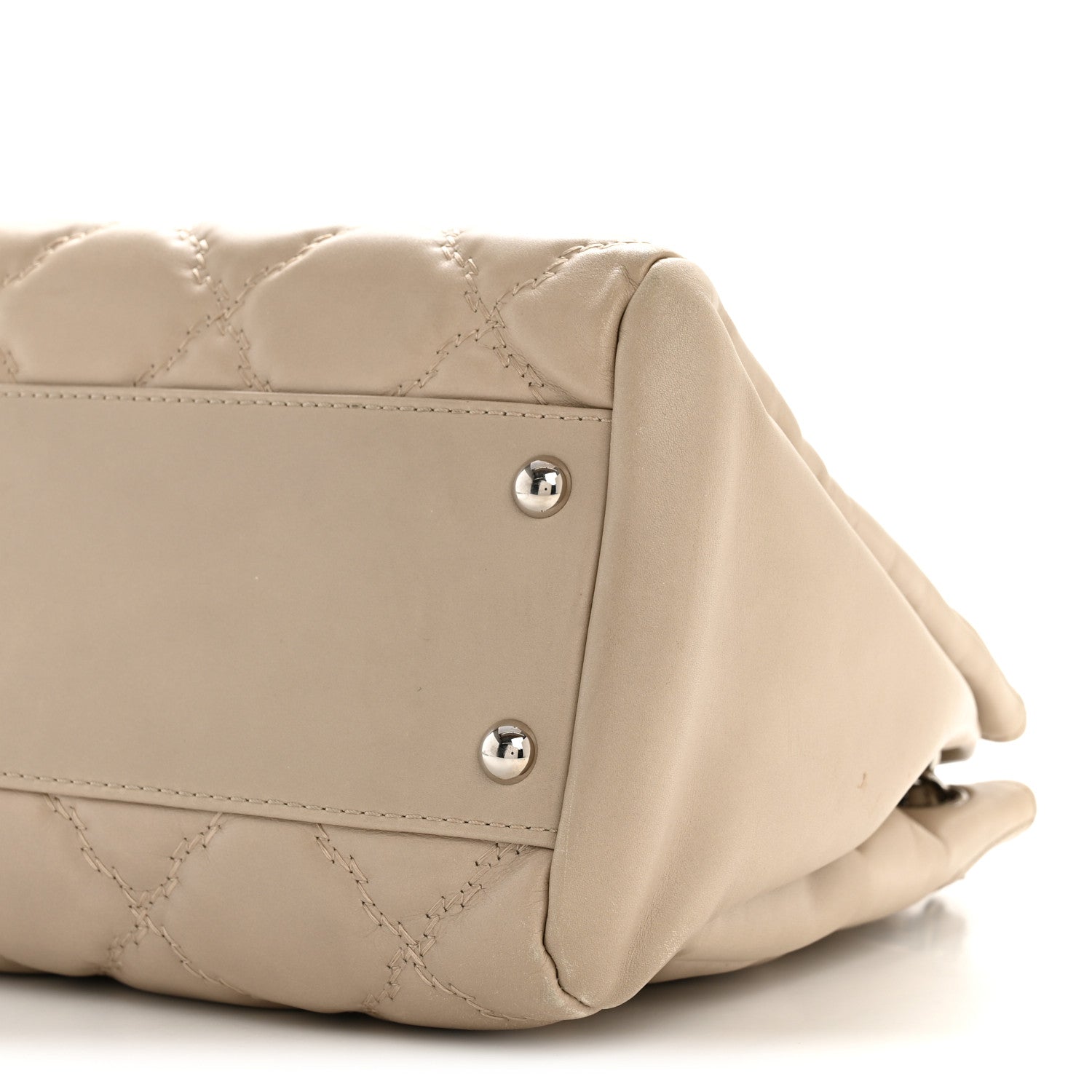 Chanel Calfskin Double Stitch Large Hamptons Flap Bag Beige 10 of 14