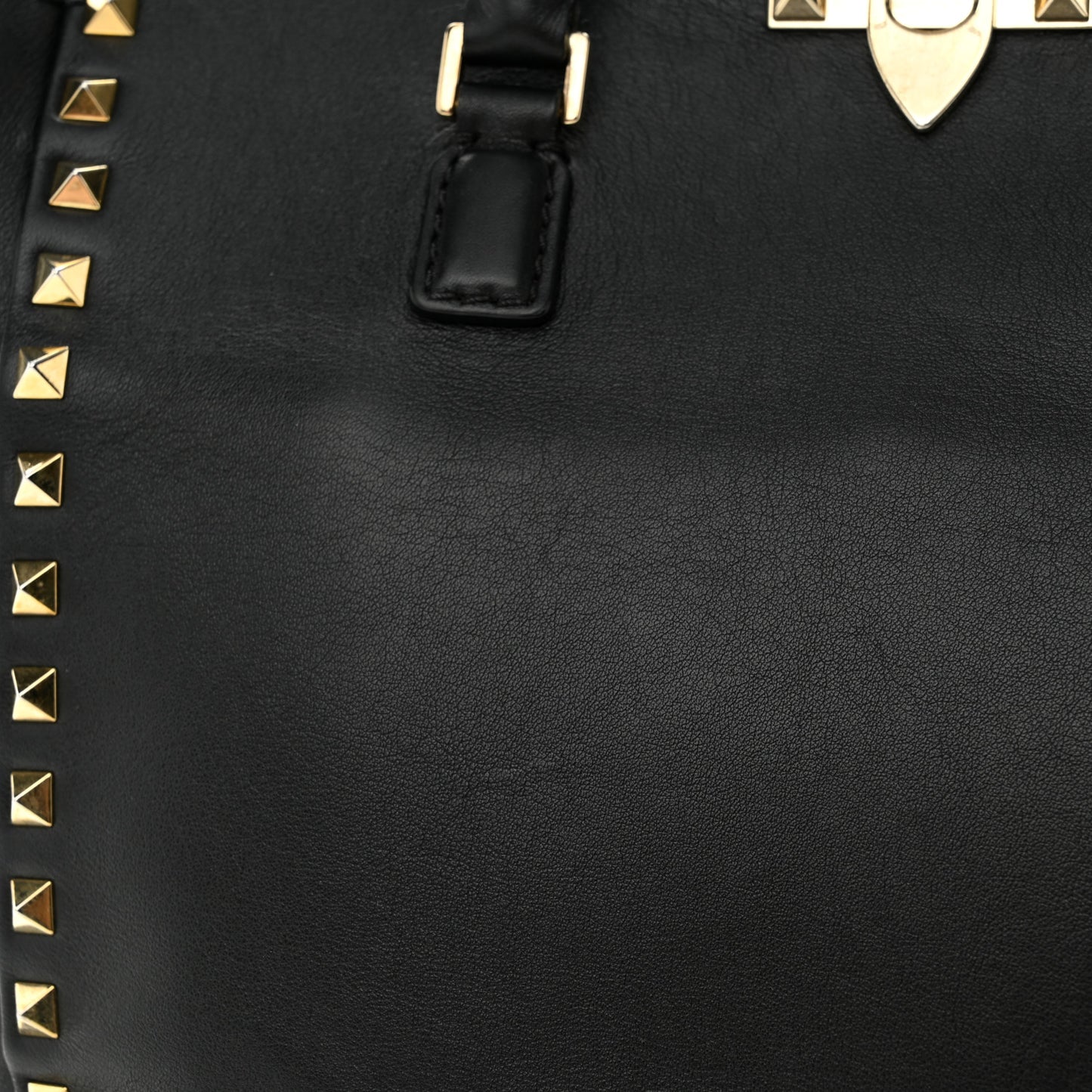 Vitello Rockstud Double Handle Tote Black