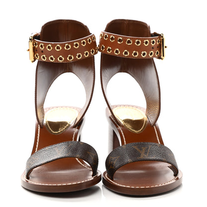 Louis Vuitton Calfskin Monogram Passenger Sandals 37.5 Cognac 2 of 8
