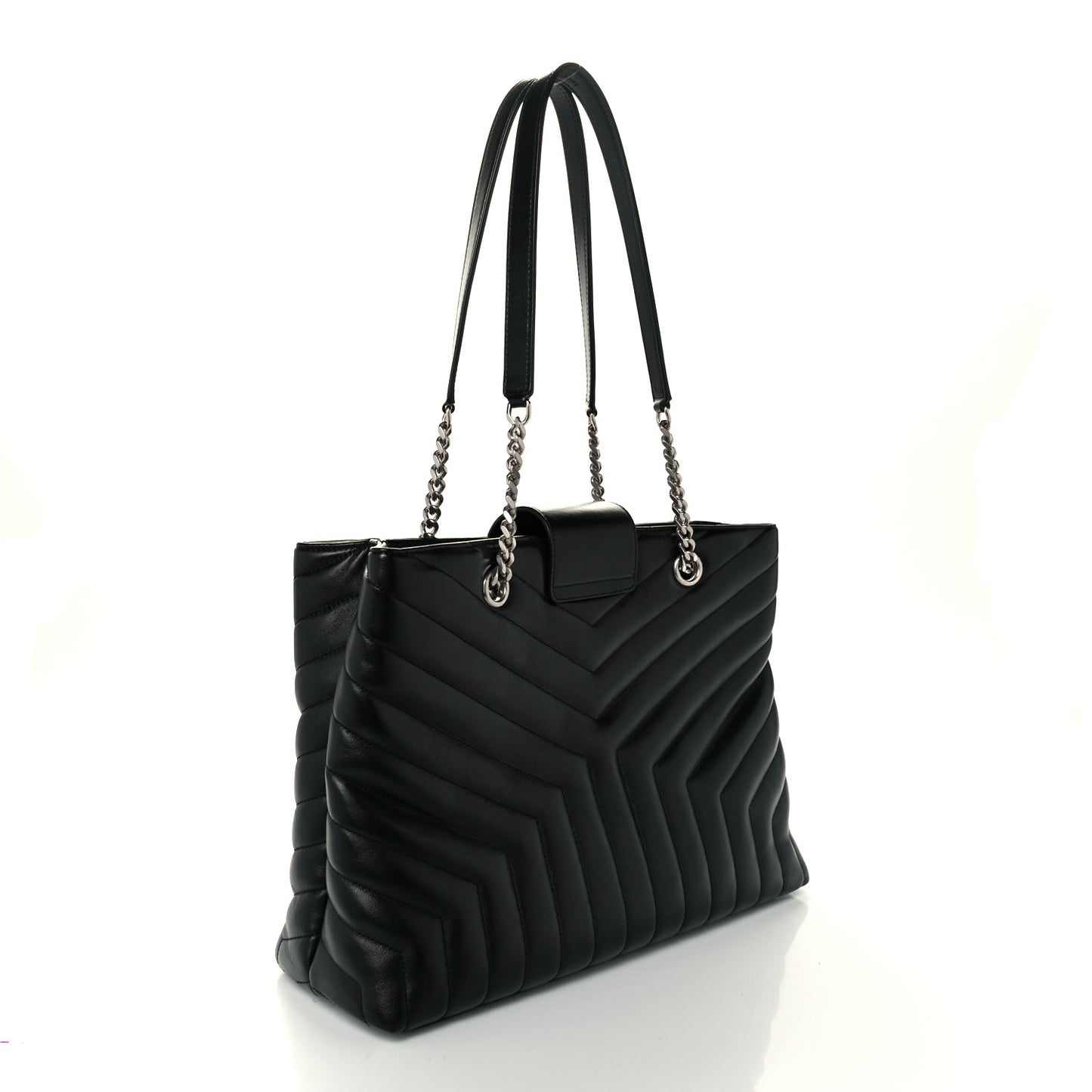 Calfskin Y Quilted Monogram Large Loulou Shopper Black