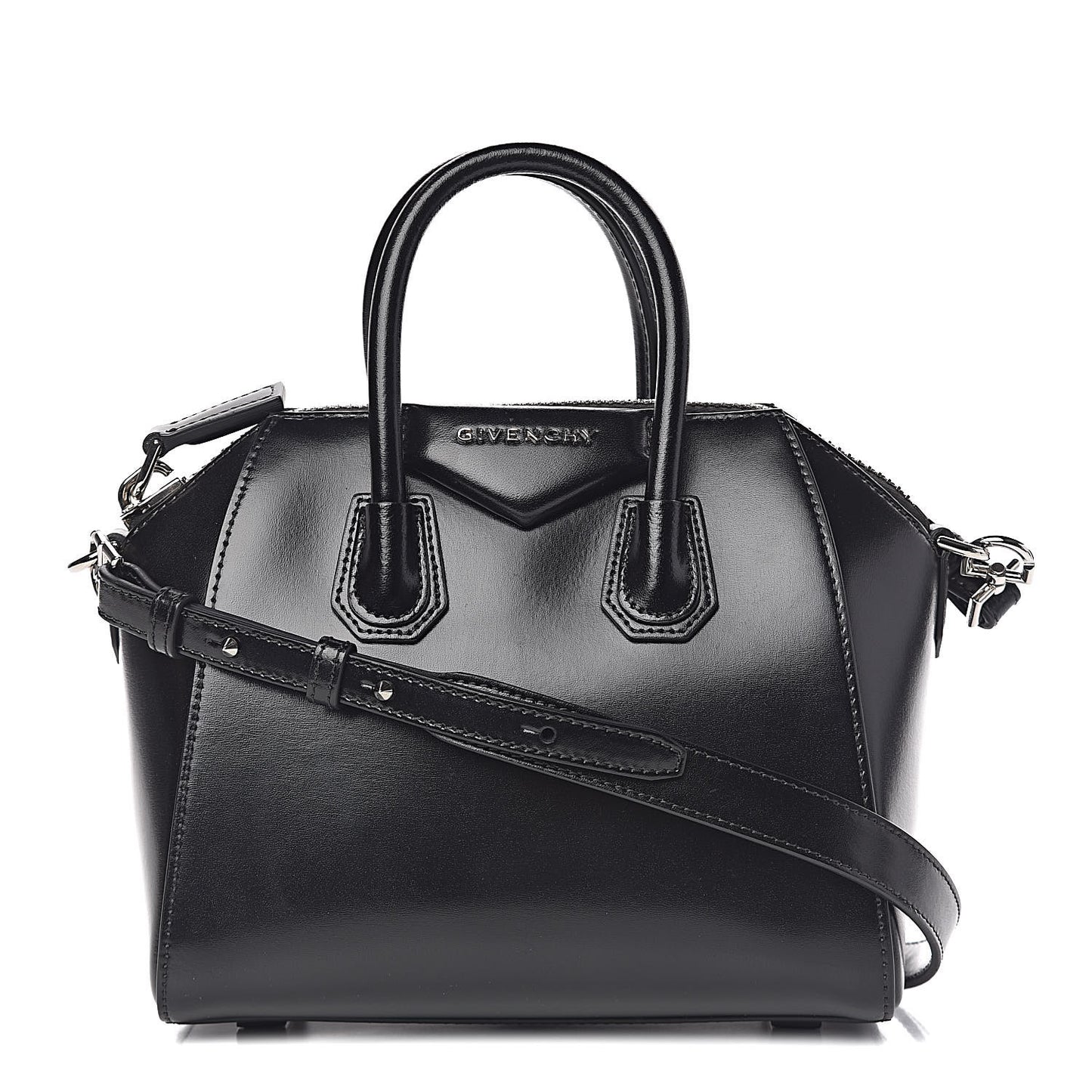 Shiny Lord Calfskin Mini Antigona Black