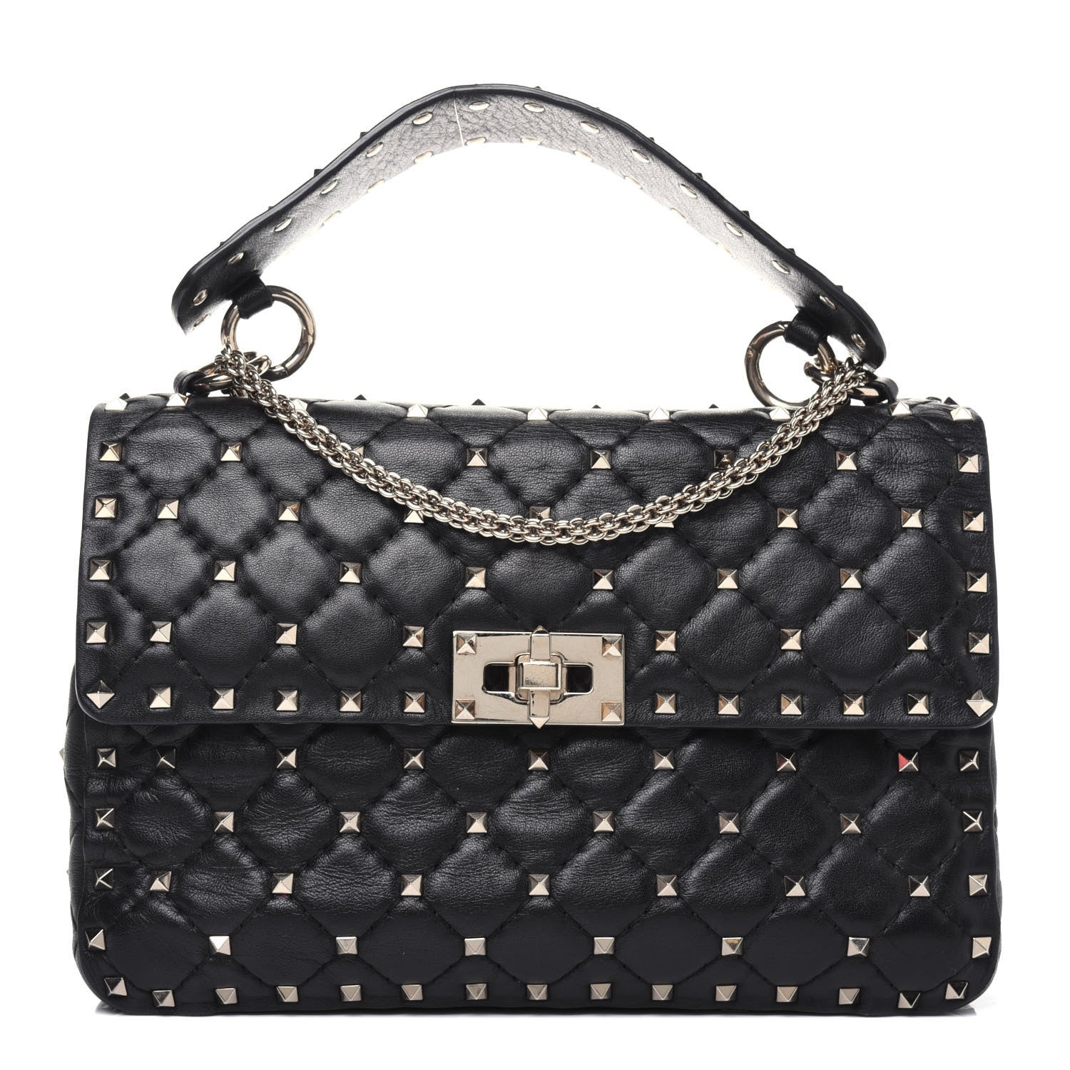 Valentino Garavani Lambskin Medium Rockstud Spike Shoulder Bag Black 1 of 11