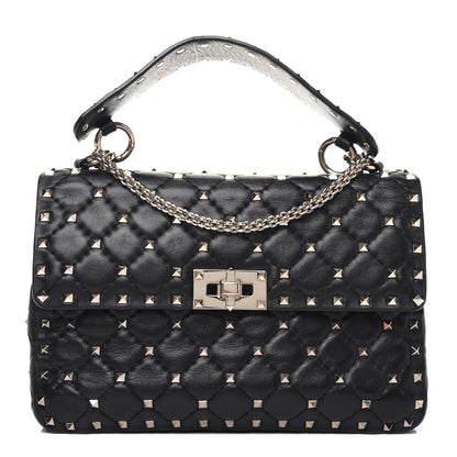 Valentino Garavani Lambskin Medium Rockstud Spike Shoulder Bag Black 1 of 11