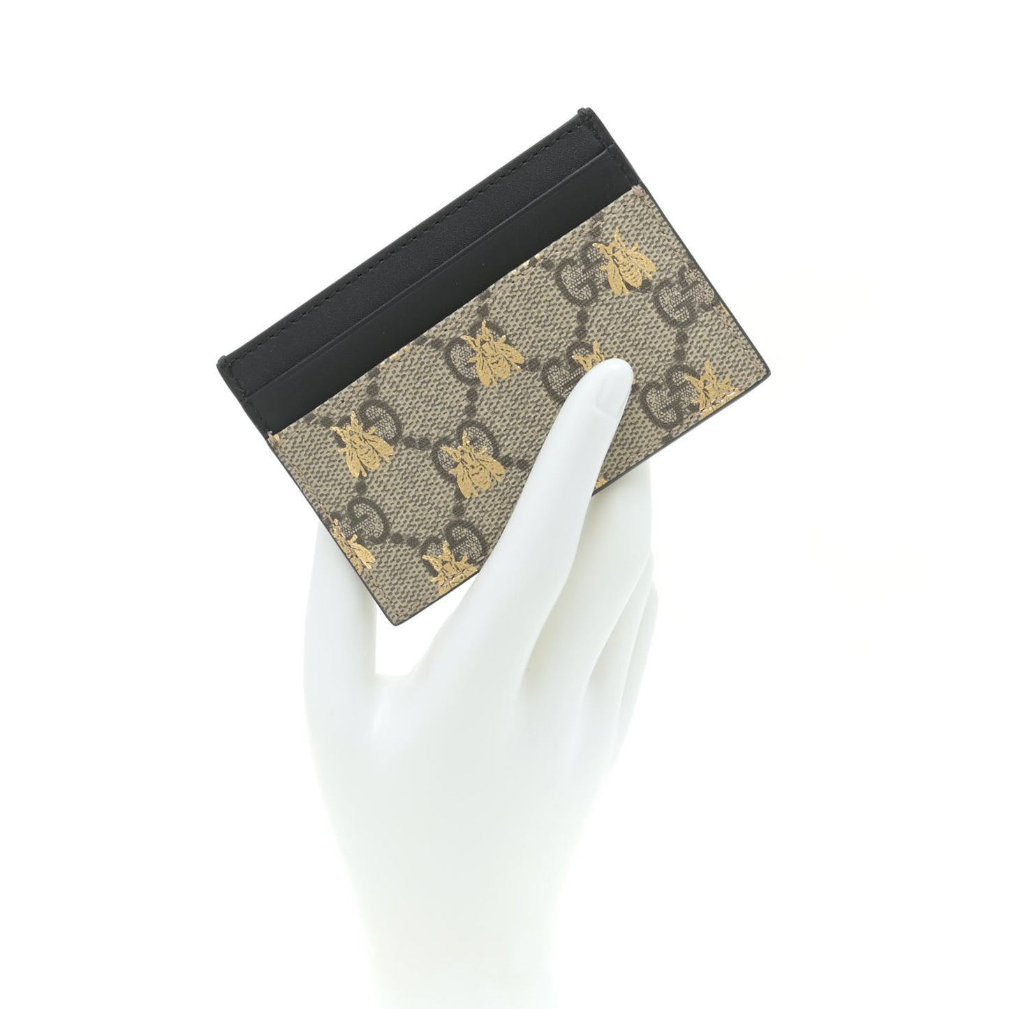 GG Supreme Monogram Bees Card Holder Black