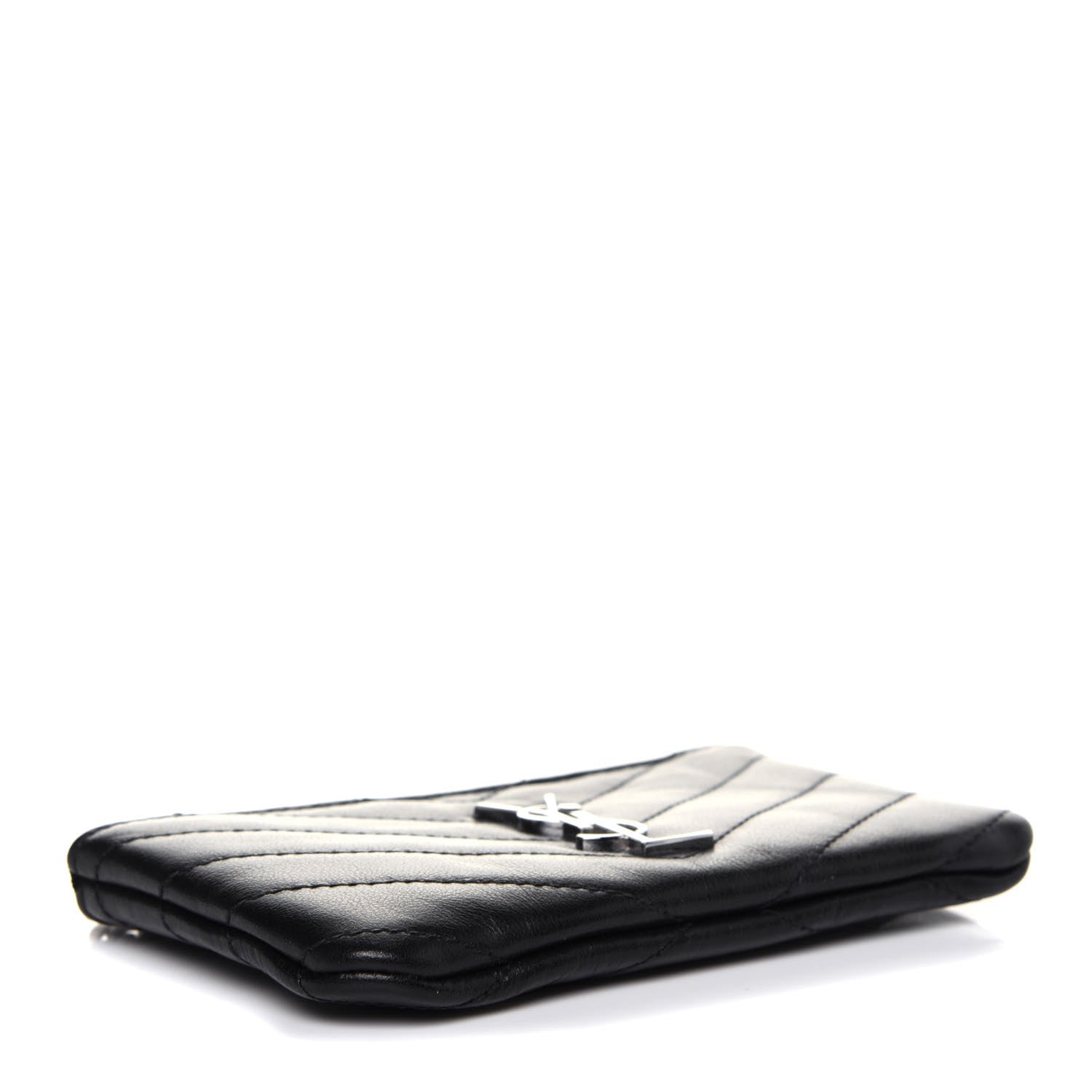 Saint Laurent Calfskin Matelasse Monogram Key Pouch Black 4 of 11